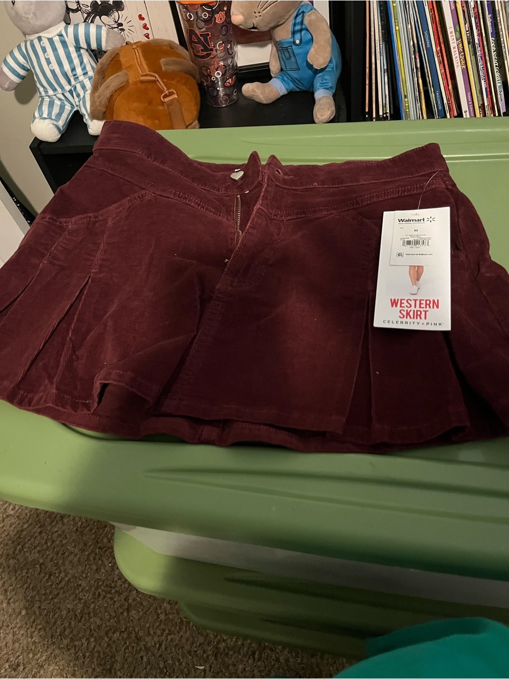 Celebrity Pink Burgundy Corduroy Pleated Skirt